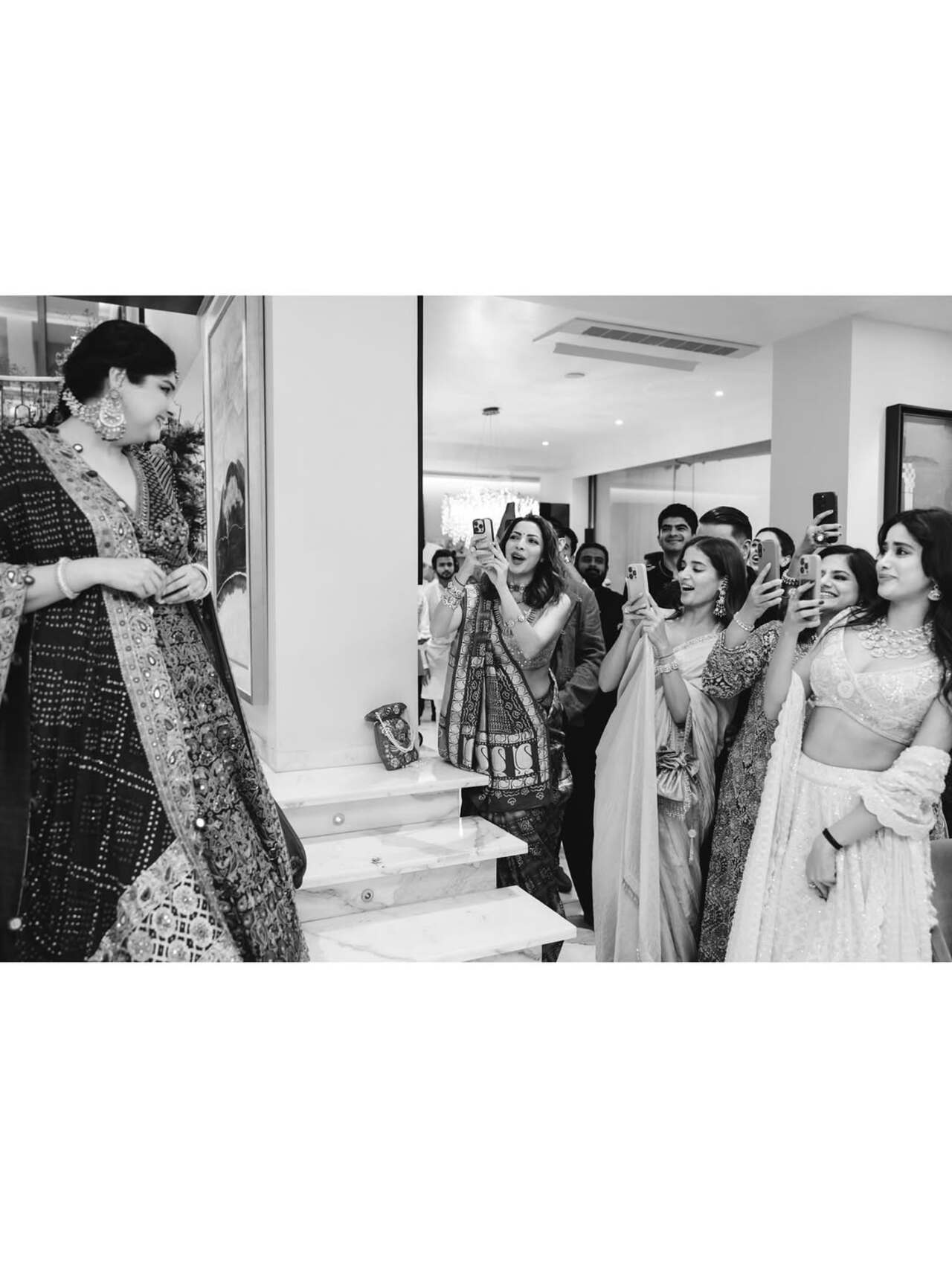 The engagement ceremony was a night filled with laughter, hugs, and teary smiles. When Anshula decked up and made her way for the ceremony, her sisters were seen capturing the heartfelt moment. In fact, Janhvi Kapoor was spotted getting teary-eyed.
